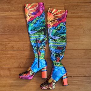 Current Mood Multicolored Satin Thigh High Boots